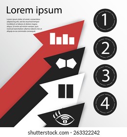 In the infographics are represented by arrows of different colors and text fields