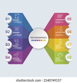Ilustración vectorial de icono de administración de reputación de infografías. Plantilla de información coloreada.