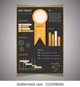 Infographics resume template can be use as letterhead or cover letter. Professional CV design with placeholder.