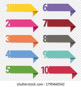Infographics Ribbons Set Isolated Transparent background With Gradient Mesh, Vector Illustration