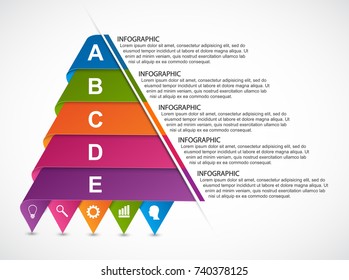 Infographics from ribbons in the shape of a pyramid. Can be used for education or business presentations, information banner.