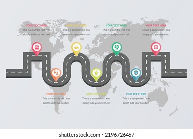 Infographics roadmap Concept Design options banner. Vector illustration. 7
