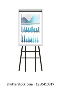 Infographics and schemes, statistics presentation vector. Whiteboard with visualized data, charts and growing flowcharts with timelines chronology