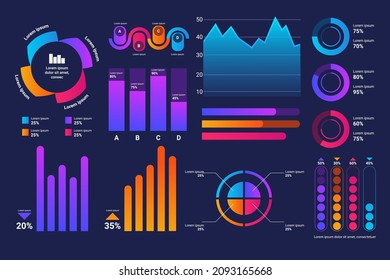 infographics Sci Fi isolated on transparent futuristic background. Abstract future concept science virtual graphic Interface screen with colored infographic digital illustration.