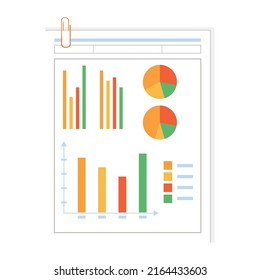 Infografiken, halbflach, Vektorobjekt. Großer Artikel auf Weiß. Präsentation von Geschäftsprojekten. Financial Review einfache Cartoon-Style-Illustration für Web-Grafik-Design und Animation