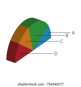 Infographics of semicircular shape with four reports. Vector illustration.