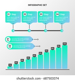 Infographics set with blue gradient