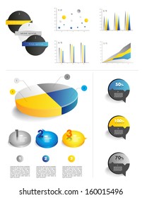 Infographics set of charts, graphs and 3d circles.