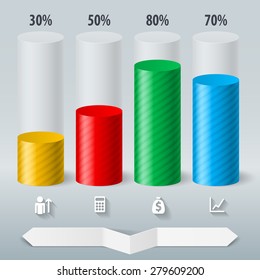 Infographics set color cylinder. Schedule Business Report