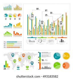 Infographics set with color elements. Vector information graphics