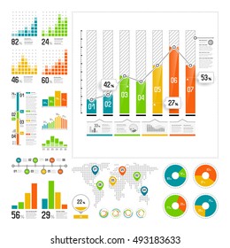 Infographics set with color elements. Vector information graphics