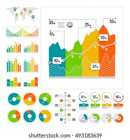 Infographics set with color elements. Vector information graphics