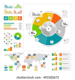 Infographics set with color elements. Vector information graphics