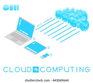 Infographics: a set electronic devices connected to the cloud servers.