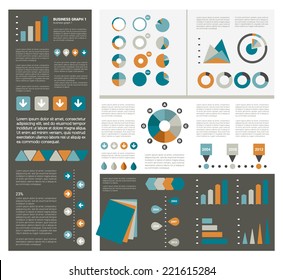 Infographics set elements. Collection of charts, diagrams, schemes, speech bubbles. Vector.