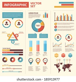 Infographics Set Elements. Flat Color Design Style. Vector Illustration 