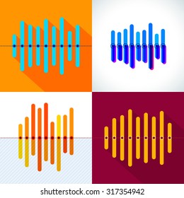 Infographics set with overlapping bars and divider dots
