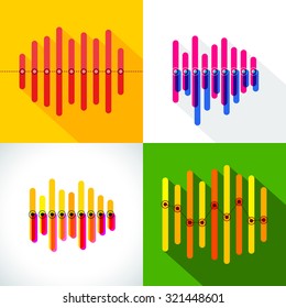 Infographics set with overlapping bars and divider dots