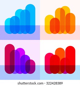 Infographics set with overlapping bars and marked sectors