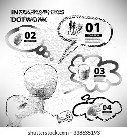 Infographics set style dotwork on the topic of business career