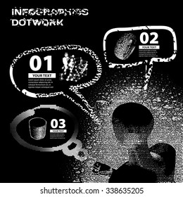 Infographics set style dotwork on the topic of business career