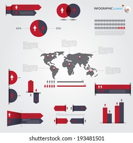 infographics set and world map 