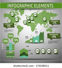  Infographics set. World Map Graphics. Vector template 
