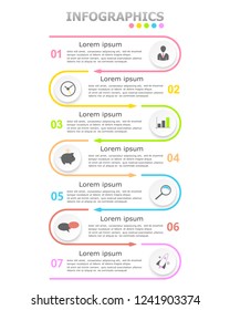 Infografiken. Sieben Optionen. Abstrakte Vektorillustration.