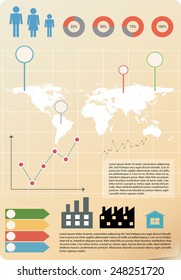 An infographics showing a map with people