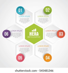 infographics Six Hexagons Vector Design.
