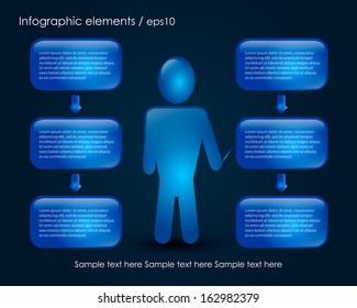 infographics for slide shows, presentations , training, and business. in blue.