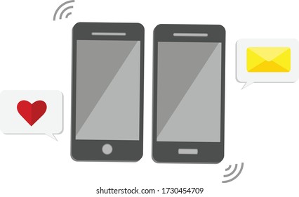 smartphone de infografía sobre fondo blanco. mensaje de corazón y notificación por correo electrónico 
ilustración vectorial.