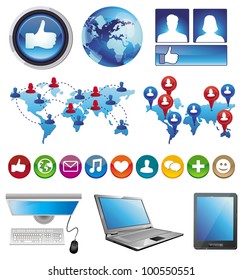 infographics social media design elements - vector illustration