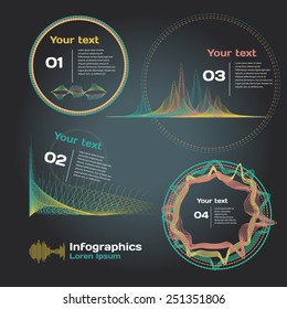 infographics with sound waves on a dark background