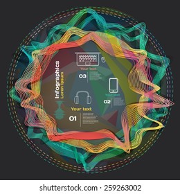 infographics with sound waves on a dark background