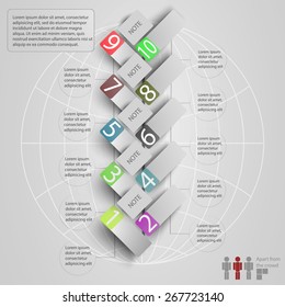 Infographics with space for text, globe and world map