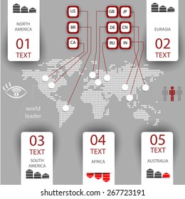 Infographics with space for text, globe and world map