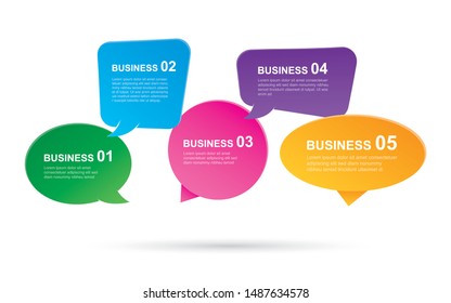 Infographics with speech bubbles for text inside template. Can be used for workflow layout, business step, banner, web design.