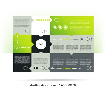 Infographics speech diagram with text fields. 24 Hours.