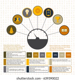 Infographics with speedometer in flat style for web and creative design. 
