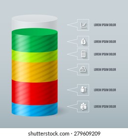 Infographics as a split color cylinder. Schedule Business Report