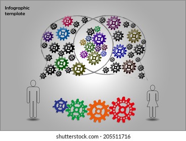Infographics with sprocket wheels related to teamwork issue