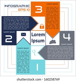 Infographics Square Abstract Options Four Choices with Arrows EPS10 named layers 