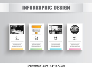 Infographics square paper with 4 data template. Vector illustration abstract background. Can be used for workflow layout, business step, tag, banner, web design.