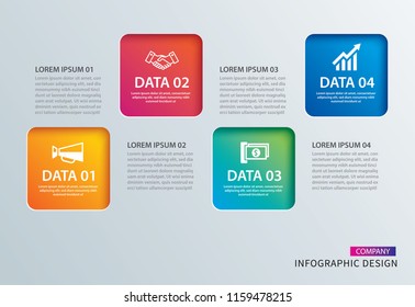 Infographics square paper with 4 data template. Vector illustration abstract background. Can be used for workflow layout, business step, tag, banner, web design.