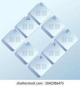 Infographics, square planes with rounded corners. Mock up for your text