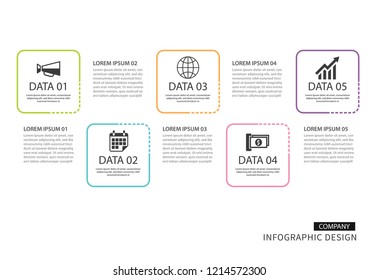 Infographics square thin line with 5 data template. Vector illustration abstract background. Can be used for workflow layout, business step, tag, banner, web design.