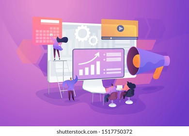Infographics, statistics diagrams and charts visualization. Digital presentation, office online meeting, visual data representation concept. Vector isolated concept creative illustration