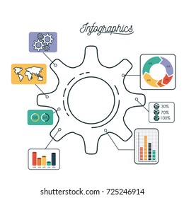 infographics and statistics with pinion icon vector illustration