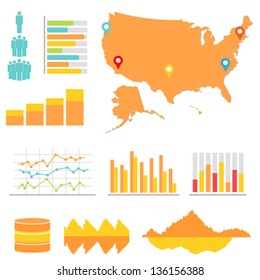 Infographics and statistics with US map